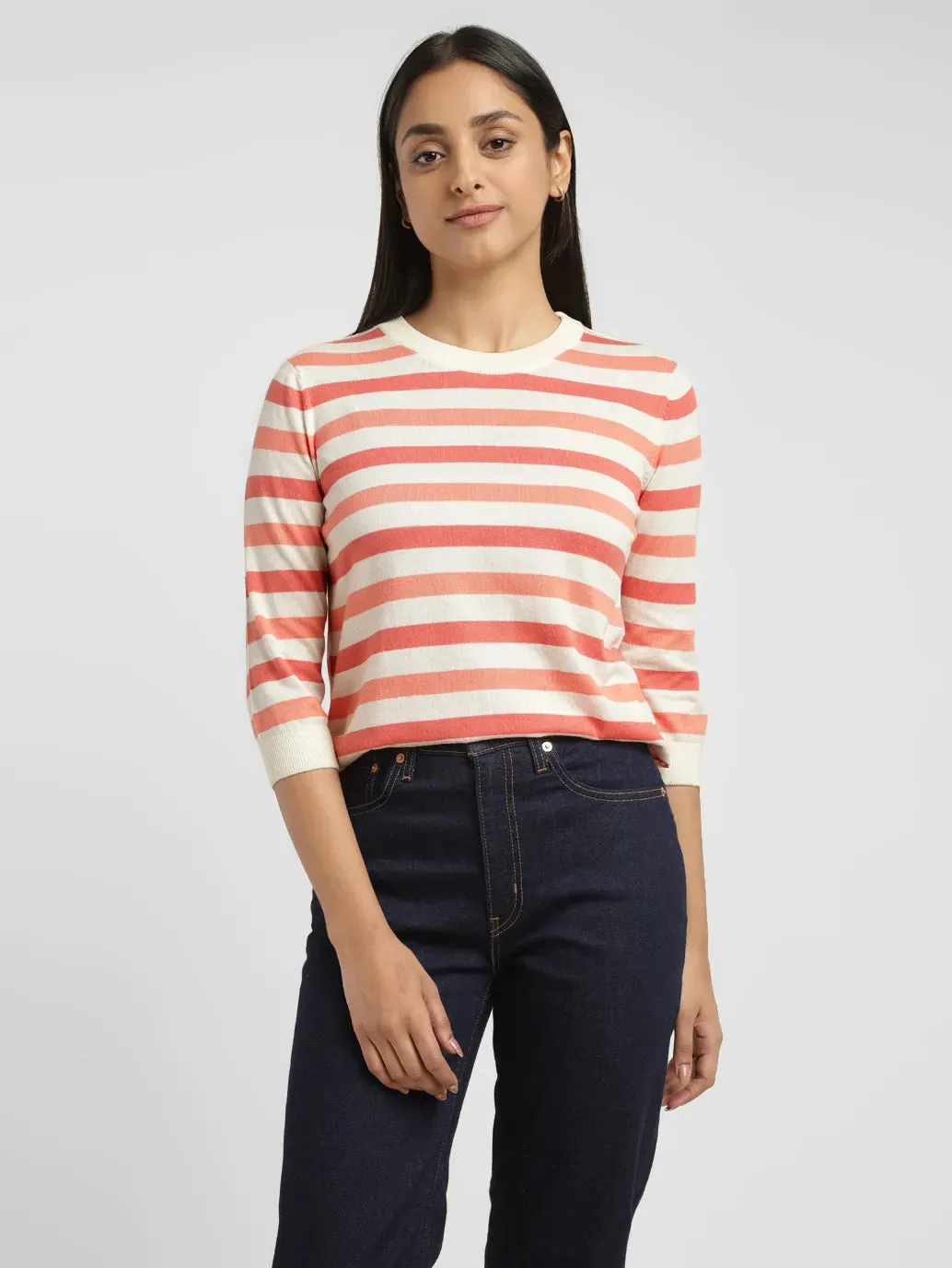 Women's Striped Crew Neck Pullover