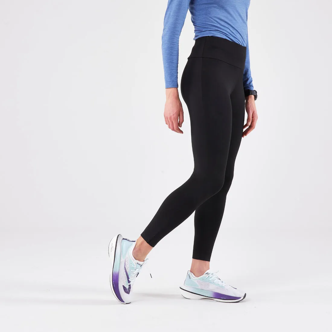 Women's warm running leggings-KIPRUN Run 100 Warm-Black