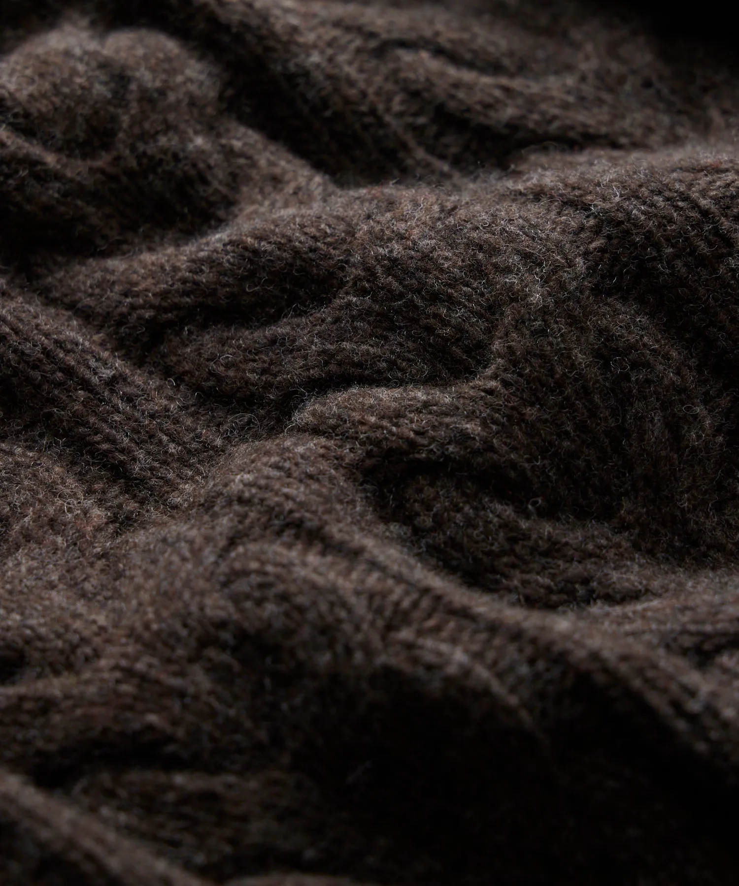 Wool Cable Crewneck Sweater in Espresso Bean