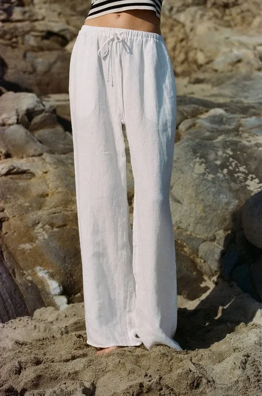 Woven 100% Linen Wide Leg Pants