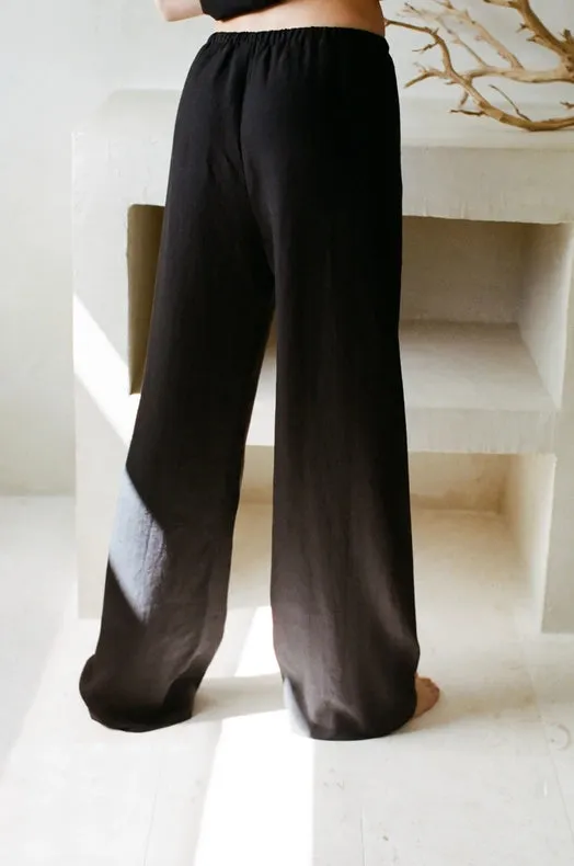 Woven 100% Linen Wide Leg Pants